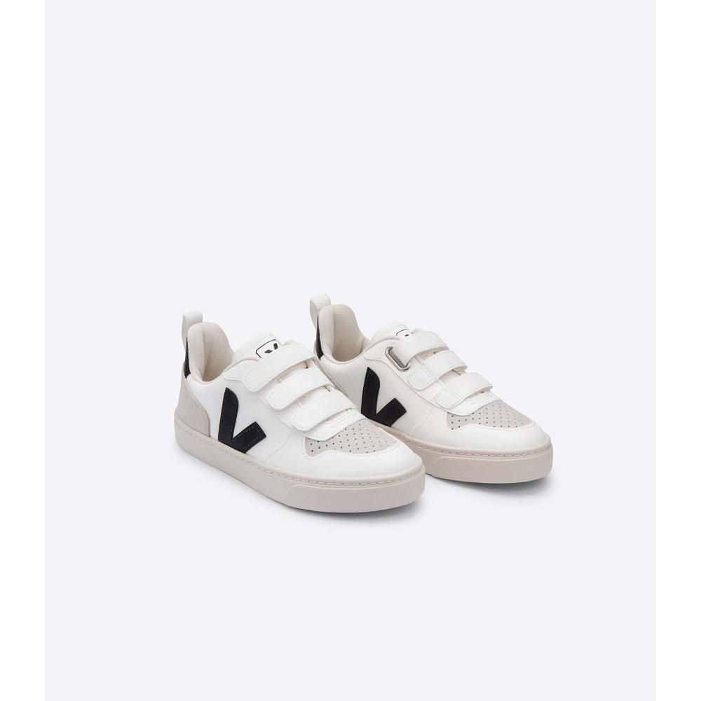 White Black Kids' Veja V-10 CWL Sneakers | AU 866TCE